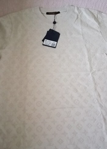 Louis Vuitton Bej Louis Vuitton Logolu Kısa Kollu Tişört