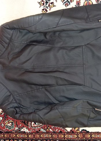 Diğer unisex Siyah Deri Biker Ceket