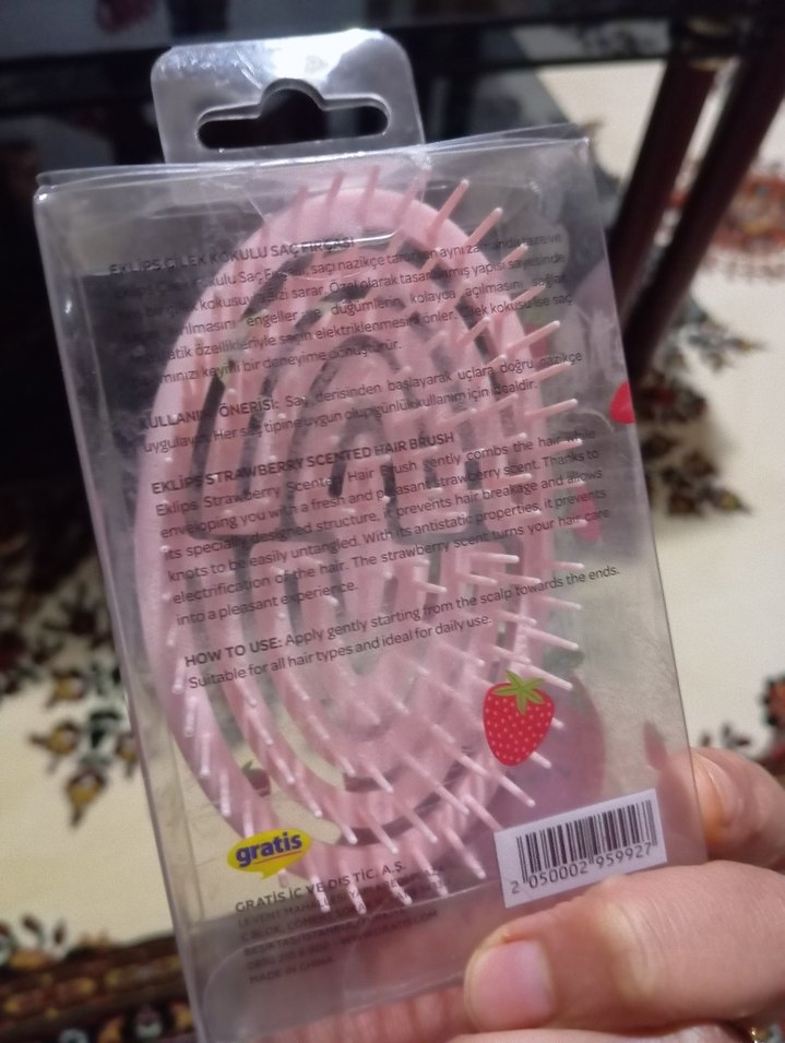 Çilek Kokulu Saç Fırçası - Pastel Pembe - Görsel 2