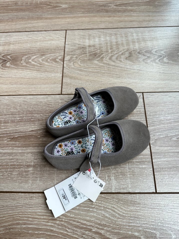 Zara 26 Kız Çocuk vizon Süet Tokalı Babet - Görsel 3