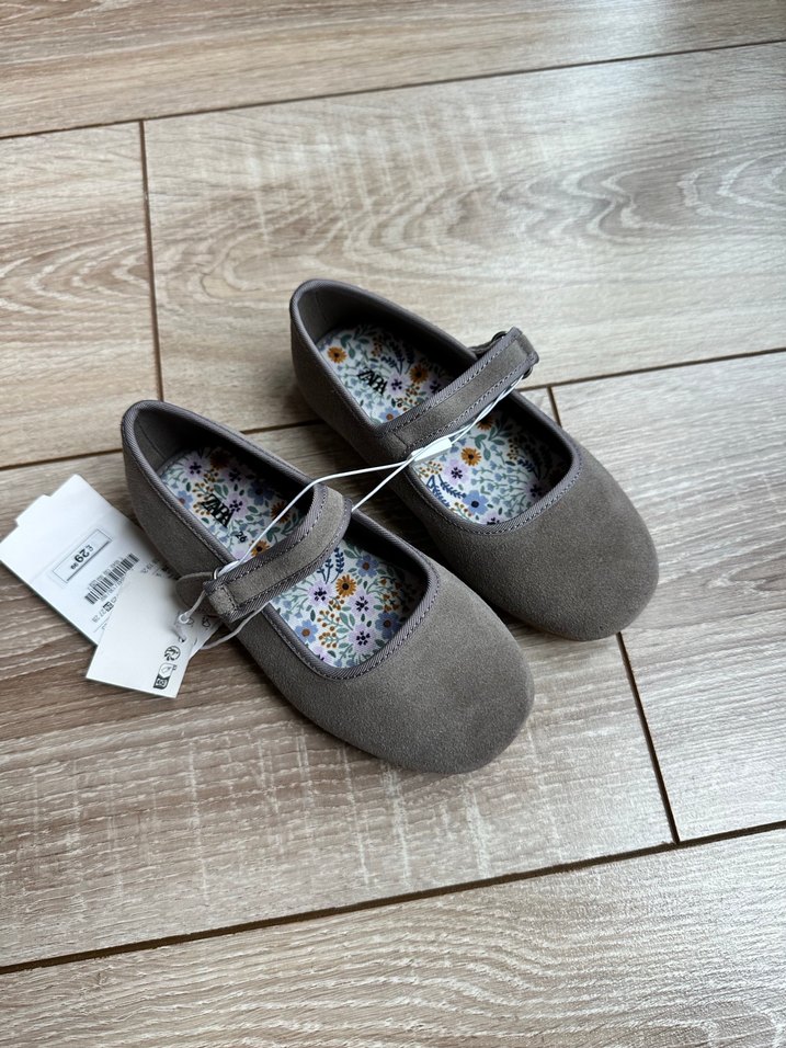 Zara 26 Kız Çocuk vizon Süet Tokalı Babet - Görsel 2