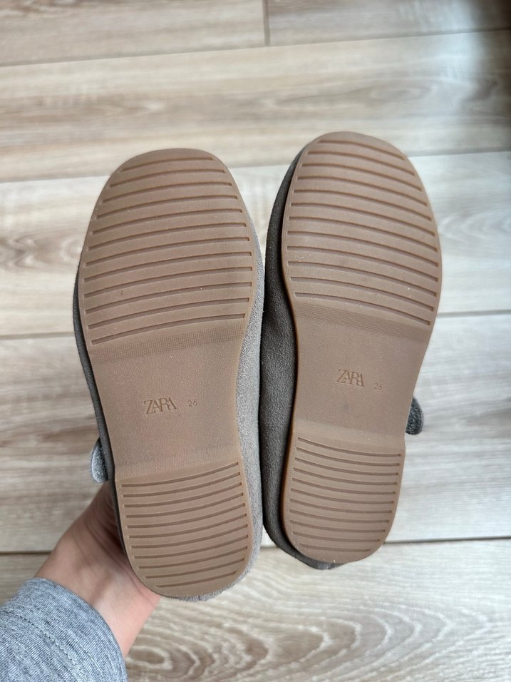 Zara 26 Kız Çocuk vizon Süet Tokalı Babet - Görsel 5