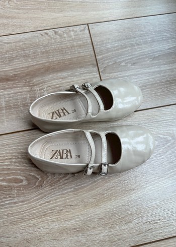 Zara 26 Bej Kız Çocuk Tokalı Babet Ayakkabı - Görsel 2