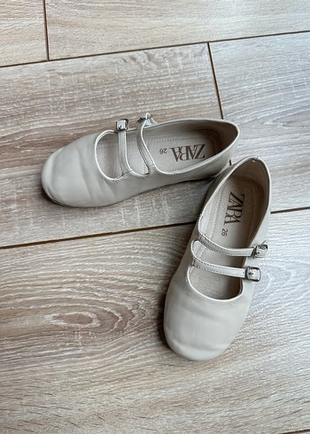 Zara 26 Bej Kız Çocuk Tokalı Babet Ayakkabı - Görsel 5