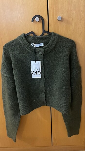 Zara L/40 haki kısa crop hırka