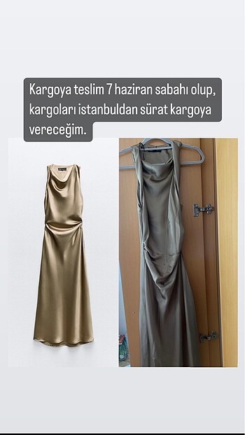 ZARA S/36 SATEN MİDİ ELBİSE