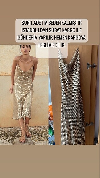 ZARA M/38 DORE FİLELİ ASKILI MİDİ ELBİSE