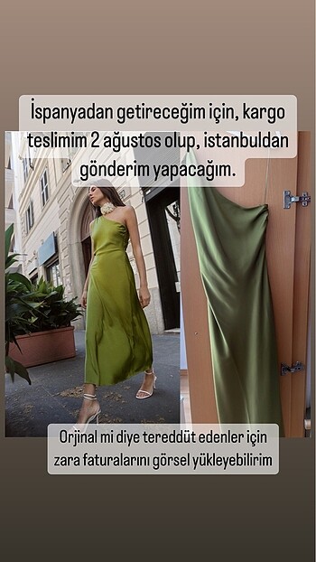 ZARA S/36 ASİMETRİK SATEN ELBİSE