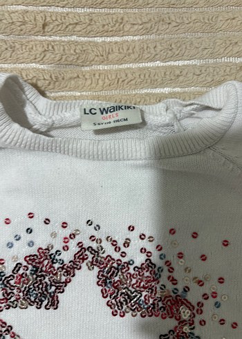 Kız Çocuk Beyaz Nakışlı Triko Kazak - Görsel 3