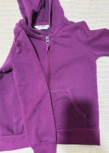 Kız Çocuk Mor Kapüşonlu Fermuarlı Sweatshirt - Görsel 2