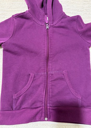 Kız Çocuk Mor Kapüşonlu Fermuarlı Sweatshirt - Görsel 4