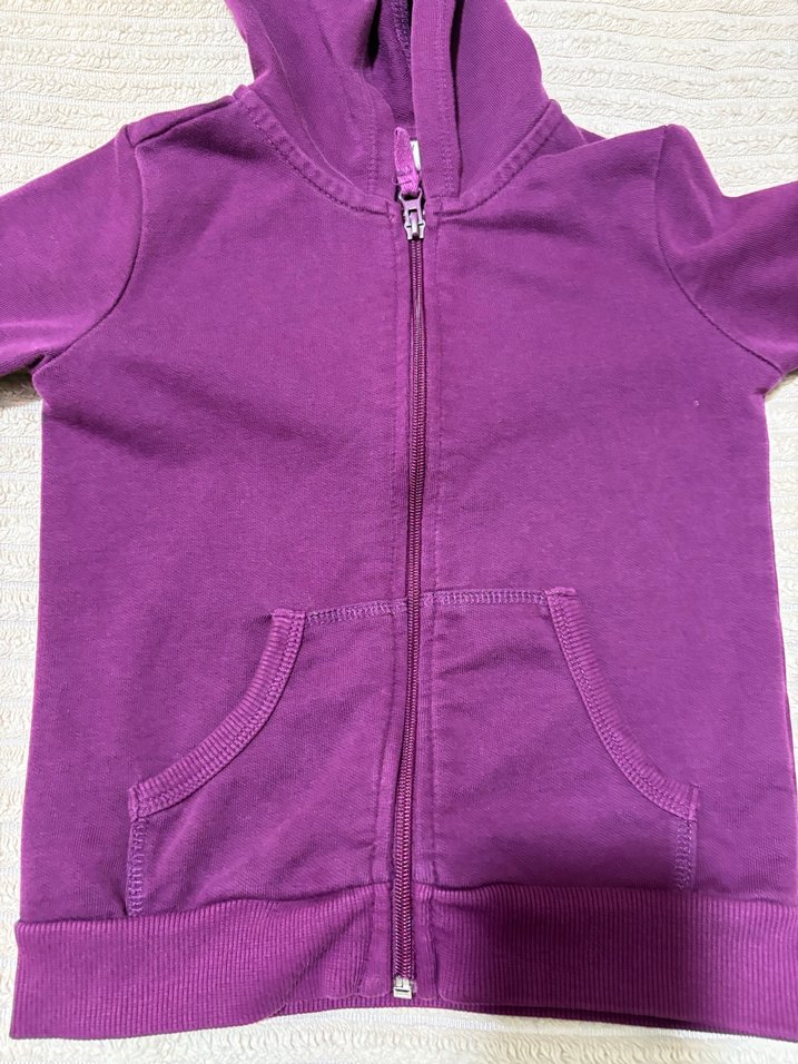 Kız Çocuk Mor Kapüşonlu Fermuarlı Sweatshirt - Görsel 4