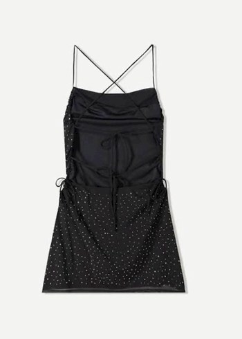 Bershka Bershka Pul Detaylı Siyah Mini Askılı Elbise