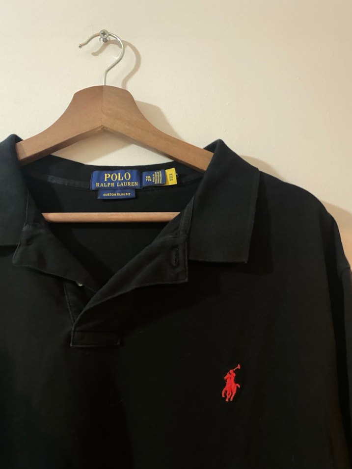 Erkek Siyah Keten Polo Tişört - Görsel 3