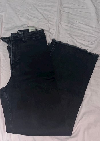 Siyah Midi Boy Salaş Kadın Kot Pantolon