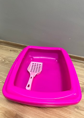  Beden Renk Pembe Renkli Kedi Tuvalet Kabı ve Kürek