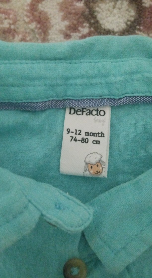 Turkuaz Keten Erkek Çocuk Kısa Kollu Gömlek - Görsel 2