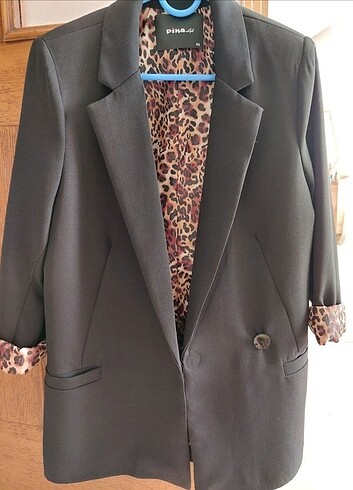 l Beden Leopar desenli blazer ceket