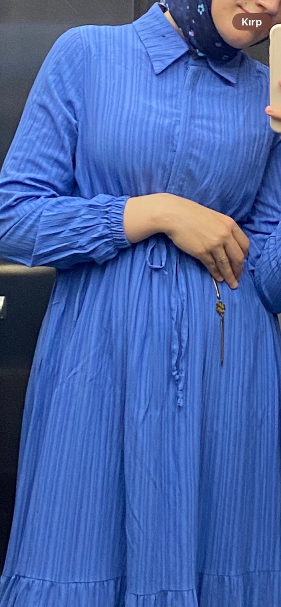 Diger Mavi Uzun Piliseli Kadın Elbise - Görsel 3