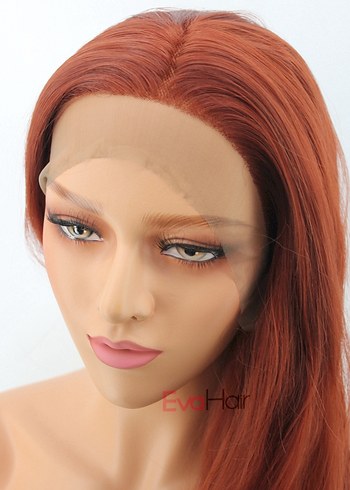 Bakır Kızıl Fiber Sentetik Tül Peruk EvaHair marka - Görsel 3