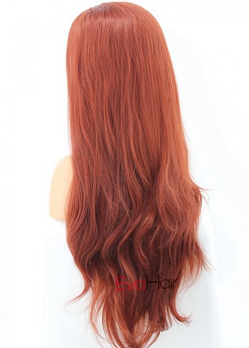 Bakır Kızıl Fiber Sentetik Tül Peruk EvaHair marka - Görsel 2