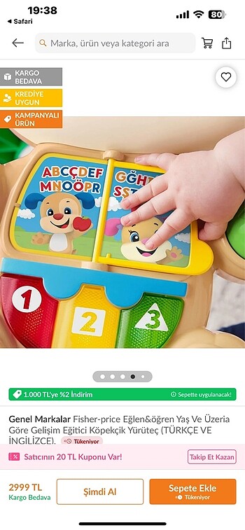  Beden Fisher price ilk adım arabası