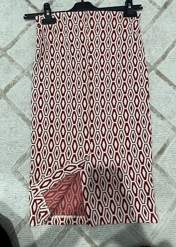 Bordo Desenli Kadın Kalem Etek - Görsel 2