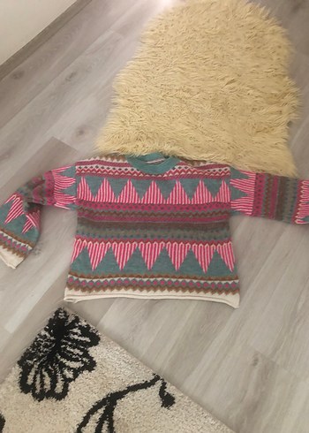 Renkli Bohem Örgü Kadın Kazak