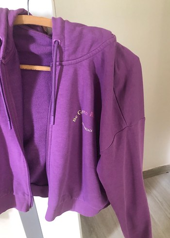 m Beden mor Renk Kadın Mor Fermuarlı Sweatshirt