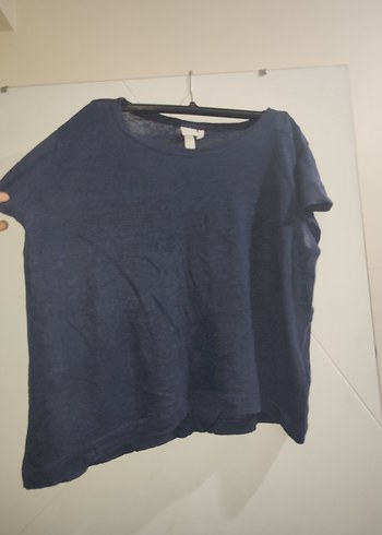H&M H&M transparan füme koyu lacivert tişört
