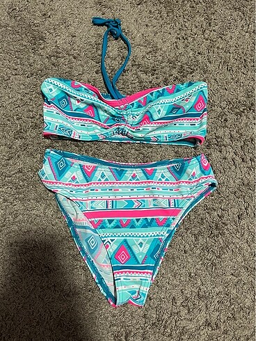 desenli turkuaz bikini takımı