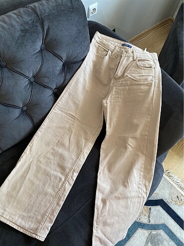Bej renk bol paca pantalon
