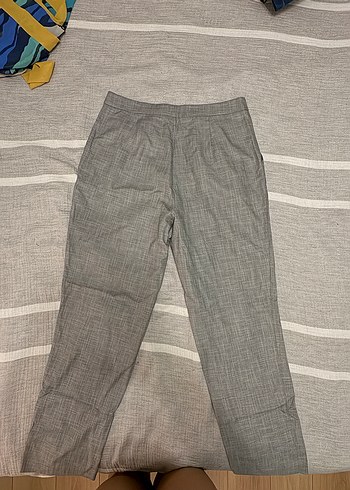 Kadın Gri Regular Fit Pamuklu Kumaş Pantolon - Görsel 3