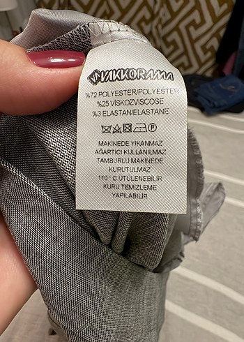 Kadın Gri Regular Fit Pamuklu Kumaş Pantolon - Görsel 4