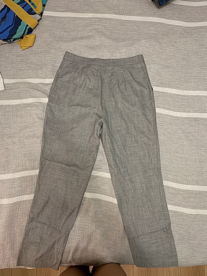 Kadın Gri Regular Fit Pamuklu Kumaş Pantolon - Görsel 3