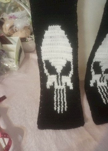 Goth Alternative underground Punisher scarf - Görsel 4