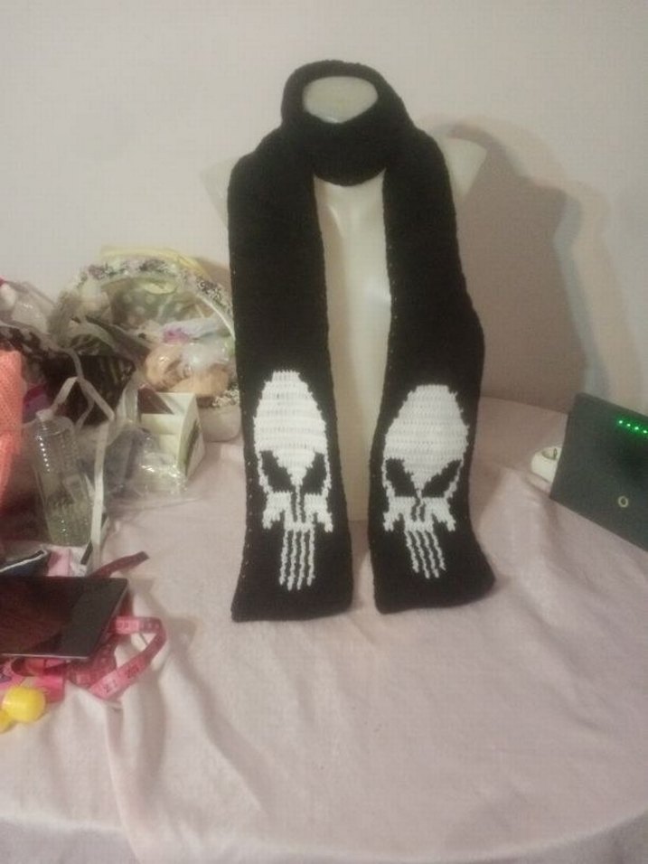 Goth Alternative underground Punisher scarf - Görsel 2