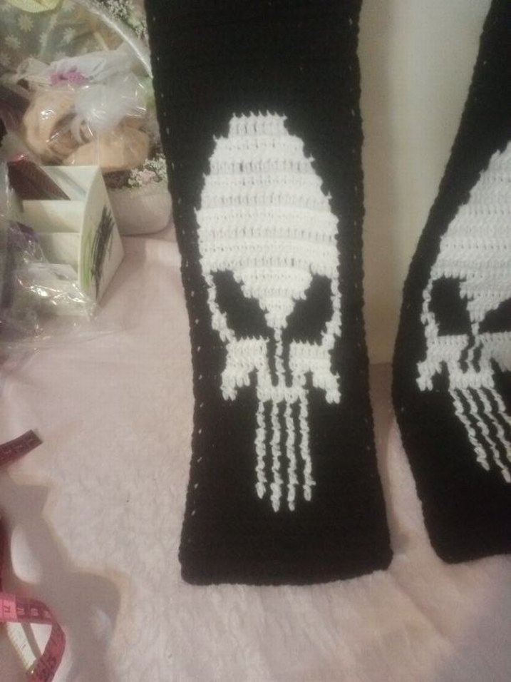 Goth Alternative underground Punisher scarf - Görsel 4