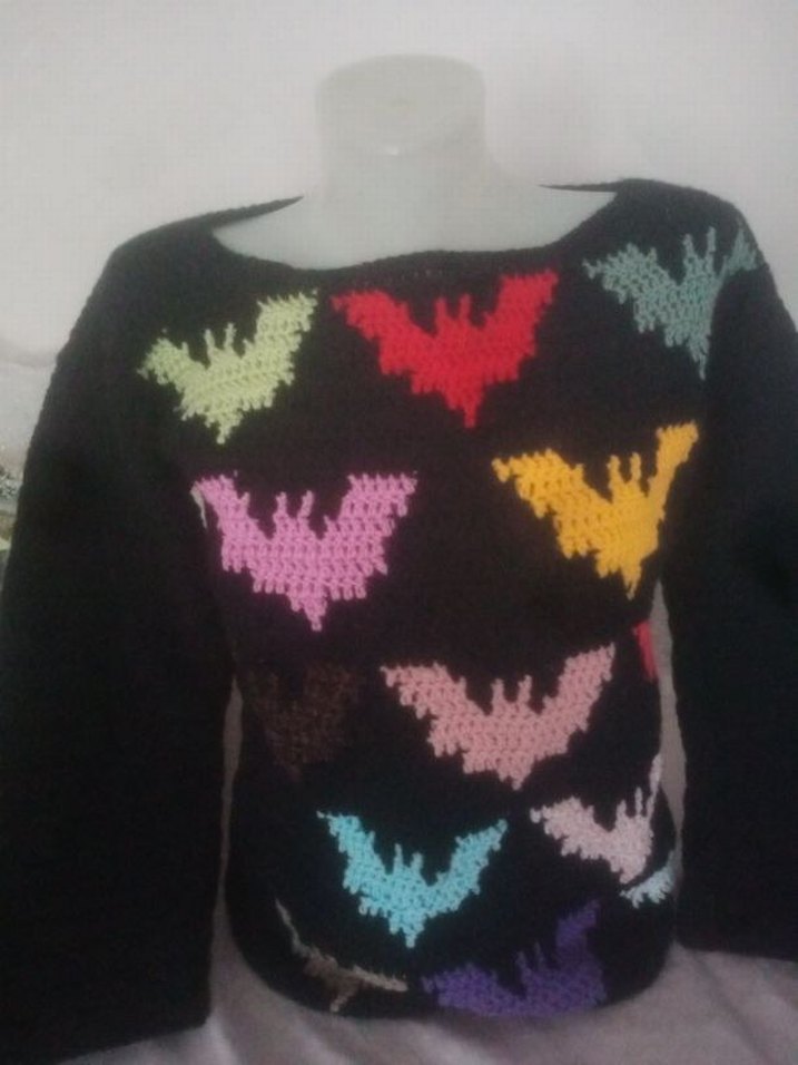 Yarasa Desenli Örgü Kadın Kazak - Görsel 2