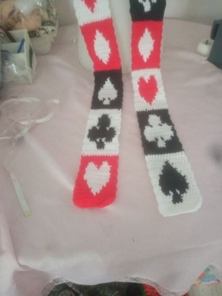 Beyaz İskambil desen skinny scarf - Görsel 4