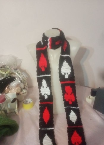 Gothic grunge punk iskambil skinny scarf - Görsel 3