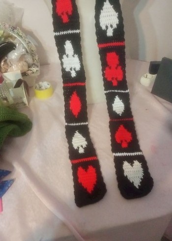 Gothic grunge punk iskambil skinny scarf - Görsel 2