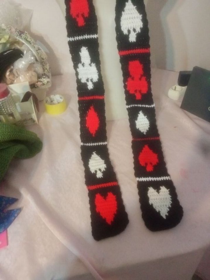 Gothic grunge punk iskambil skinny scarf - Görsel 2