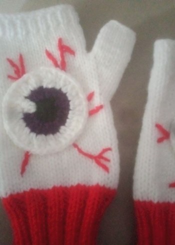 Gothic eyeball fingerless Eldiven - Görsel 3