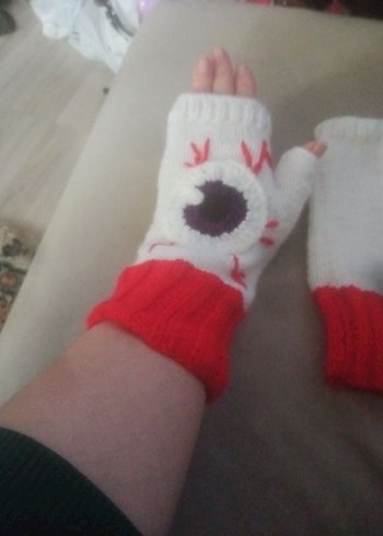 Gothic eyeball fingerless Eldiven - Görsel 5