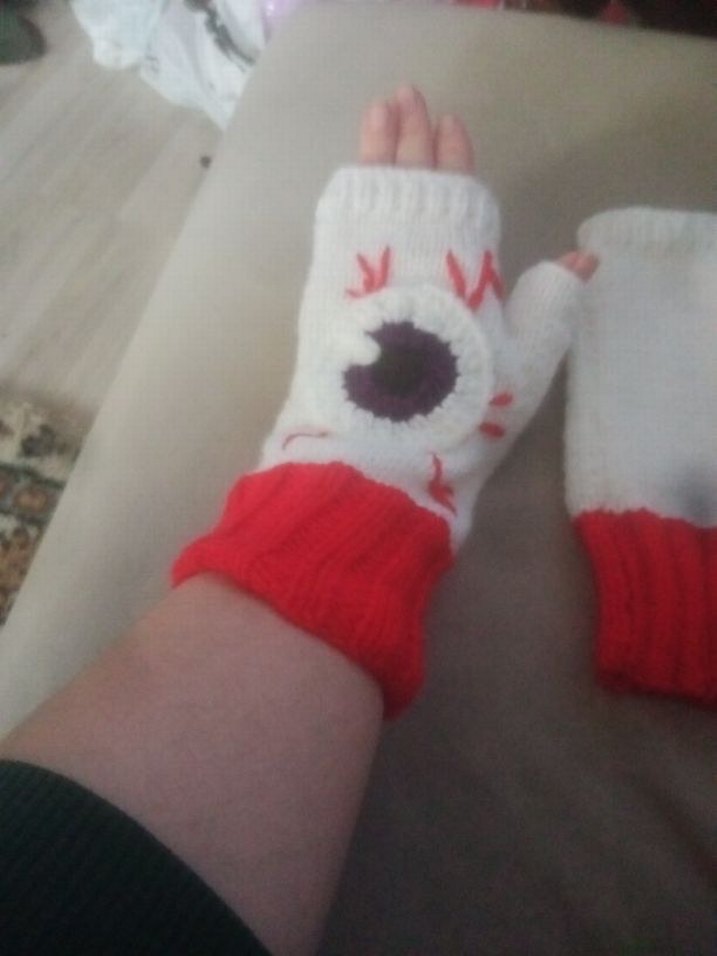 Gothic eyeball fingerless Eldiven - Görsel 5