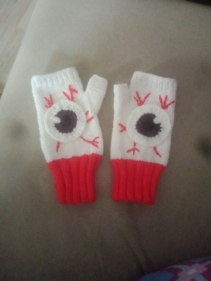 Gothic eyeball fingerless Eldiven - Görsel 2