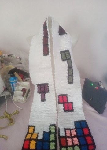 90's Tetris oyunu temalı scarf - Görsel 3