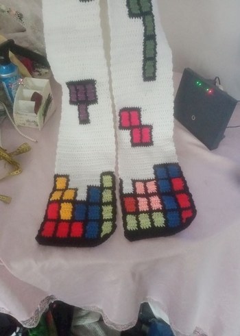 90's Tetris oyunu temalı scarf - Görsel 2