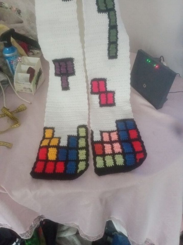 90's Tetris oyunu temalı scarf - Görsel 2